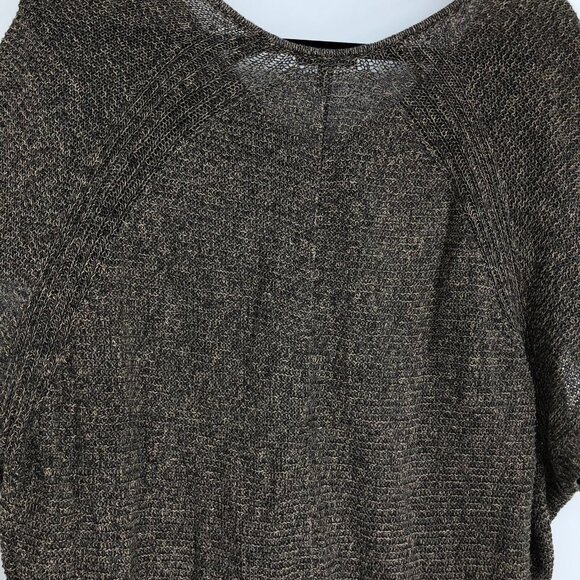 Eileen Fisher Brown Linen Knit Short Dolman Sleeve Top Sweater Relaxed  fit L - Picture 11 of 13